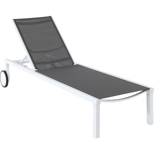 Cape Soleil Santorini Aluminum Sling Chaise Lounge Chair with Wheels, Gray Sling and White Frame